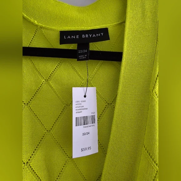 NWT Gorgeous Lime Lightweight Sweater with Tie - Picture 2 of 3